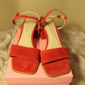 INTENTIONALLY BLANK Made In Brazil Suede Validated Heeled Sandals, Cherry